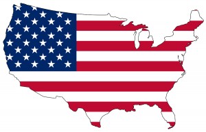 Map of the United States of America in national colors