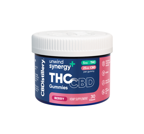 Unwind Synergy+ THC & CBD Gummies – 5mg THC + 25mg CBD